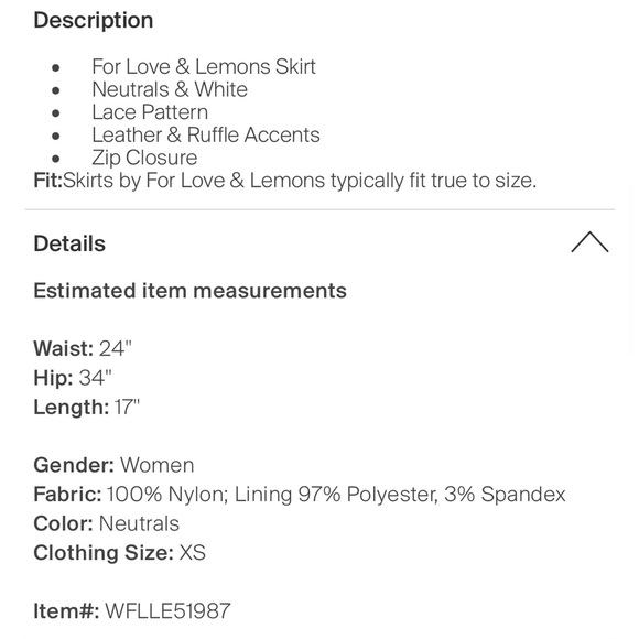 FOR LOVE AND LEMONS Verbena Lace Skirt - Picture 4 of 4